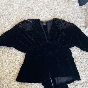 Vivienne Tam Size 1 black top, made in Hong Kong. 18% silk